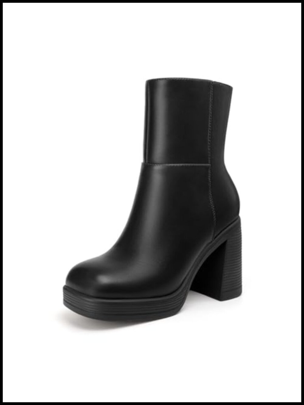 Women's Platform Ankle Boots Chunky Block Heel Square Toe Fashion Heeled Booties